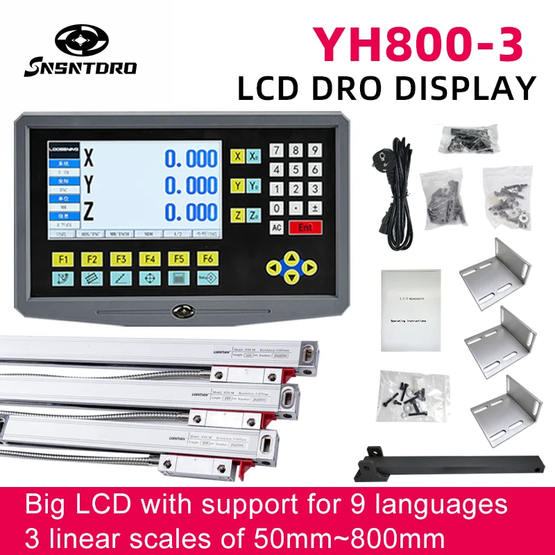 3  LCD DRO Ʈ,  ǵ ÷, 5U   ü߰ ڴ, 50-800mm  ӽ и YH800-3, 3 ǽ